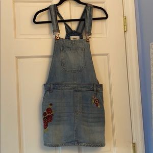 Forever 21 embroidered overall denim dress